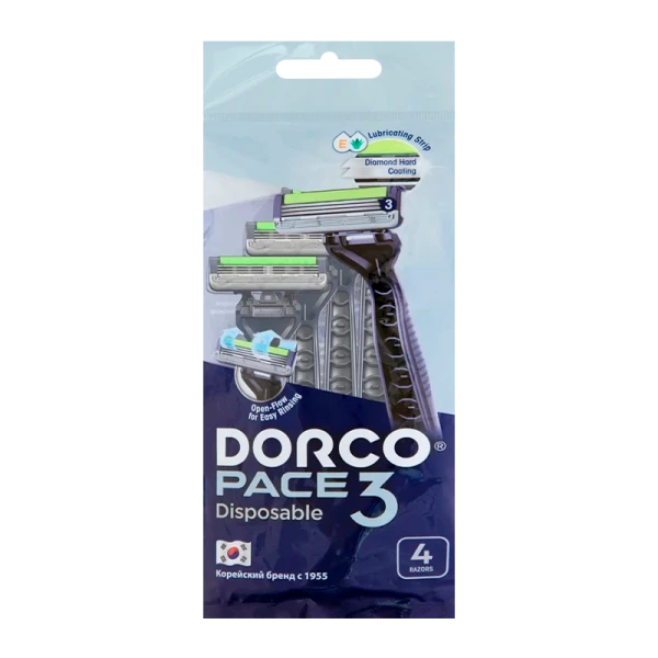 Бритва DORCO PACE3 TRC200BL-4P 3 лезвия пластиковая ручка плавающая головка 4шт. (1/12)