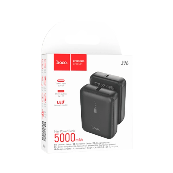 Внешний аккумулятор HOCO J96 5000mAh 2.0A 1USB/Type-C черный (1/111)