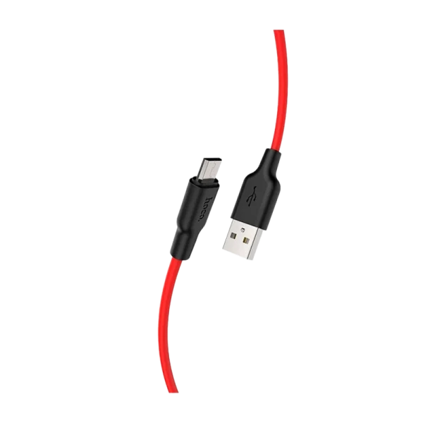 Кабель HOCO X21 Plus USB (m)-microUSB (m) 2.0м 2.4A силикон черный красный (1/28/168)