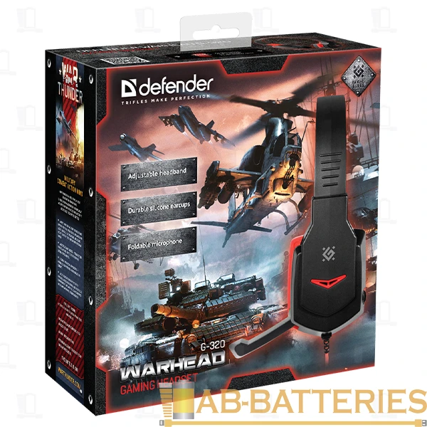 Наушники полноразмерные Defender G-320 Warhead с микр. игровые черный красный (1/20)