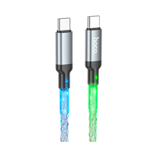 Кабель HOCO U112 Type-C (m)-Type-C (m) 1.0м 2.4A ПВХ серый (1/22/220)