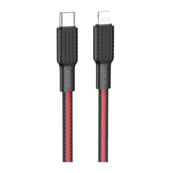 Кабель HOCO X69 Lightning (m)-Type-C (m) 1.0м 2.4A 20W нейлон черный красный (1/33/330)