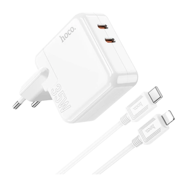Сетевое З/У HOCO C110A 2Type-C 18W с кабелем Type-C-Type-C белый (1/20/120)