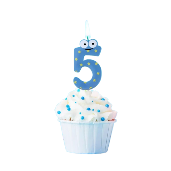 Свеча детская для торта, цифра 5, 1 шт. в упаковке, PATERRA (1/24)