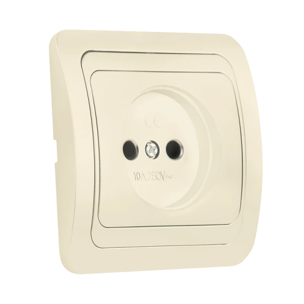 Розетка Smartbuy 1-местная без заземления 10А бежевая, керамика "Марс"
