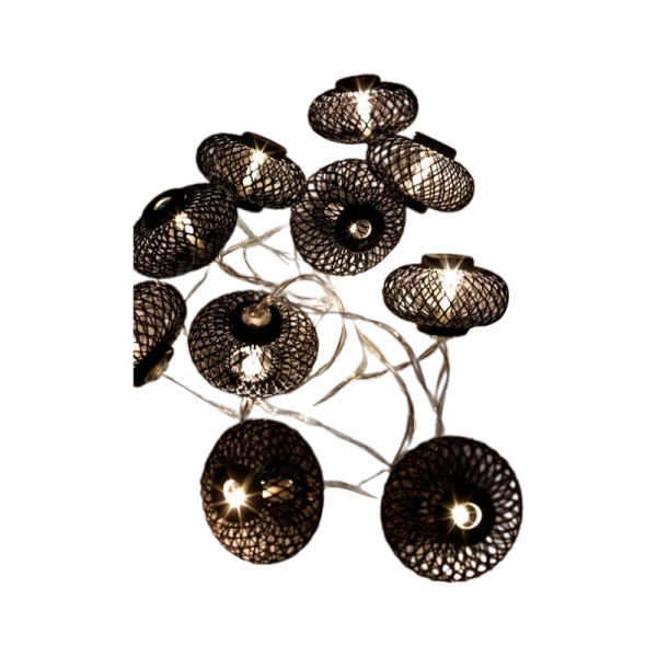 Гирлянда Космос Фонарики черные 10LED 1,8+0,3м 5*3cm белый теплый (1/24)