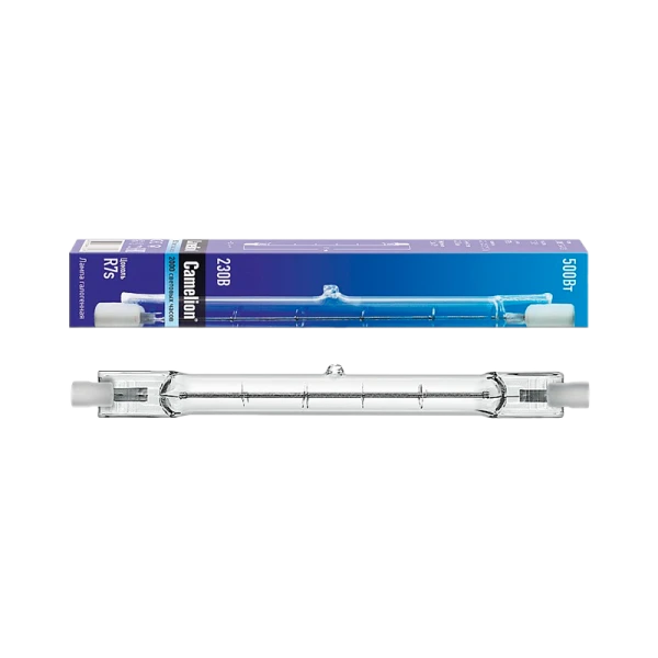 Лампа галогенная Camelion R7s 500W 220V трубка J118 прозрачная (1/50/500)