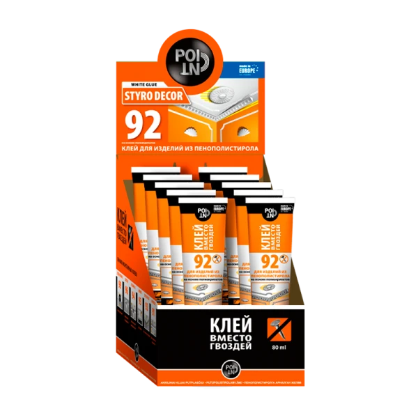 Клей POINT 92 вместо гвоздей 80мл для пенополистирола BOX10 шоу-бокс (1/10)