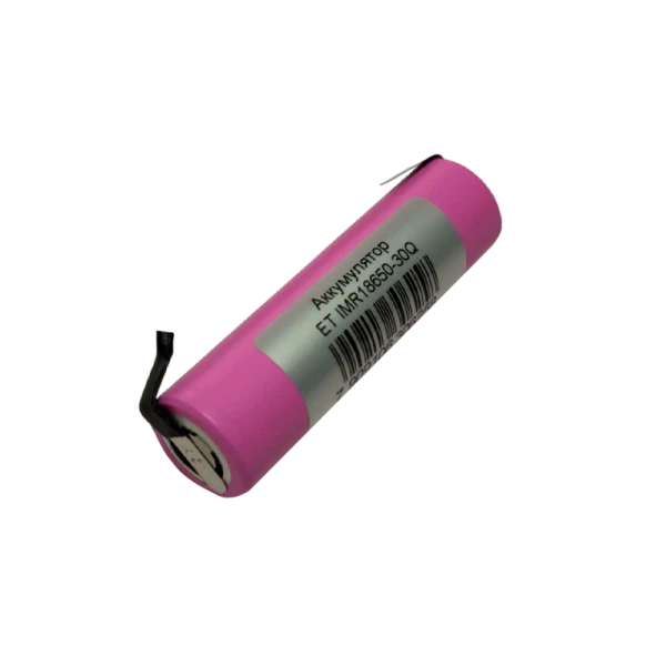 Аккумулятор ET IMR18650-30Q-T, горизонтальный монтаж, 3000мАч, 20/35А, Li-Ion высокая токоотдача