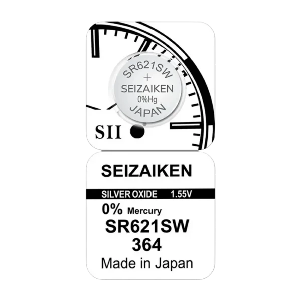 Батарейка SEIZAIKEN 364 (SR621SW) Silver Oxide 1.55V (1/10/100/1000)
