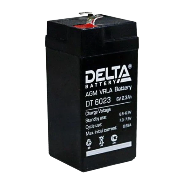 Аккумулятор свинцово-кислотный Delta DT 6023 6V 2.3Ah (1/30)