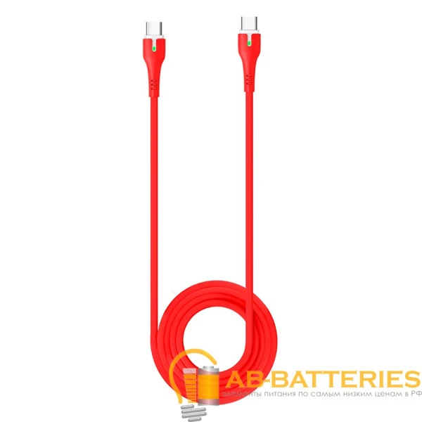 Кабель HOCO X45 Type-C (m)-Type-C (m) 1.0м 3.0A 60W TPE красный (1/22/220)