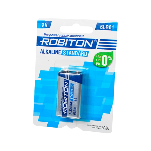 Батарейка ROBITON STANDARD 6LR61, 9V BL1 (10/240)