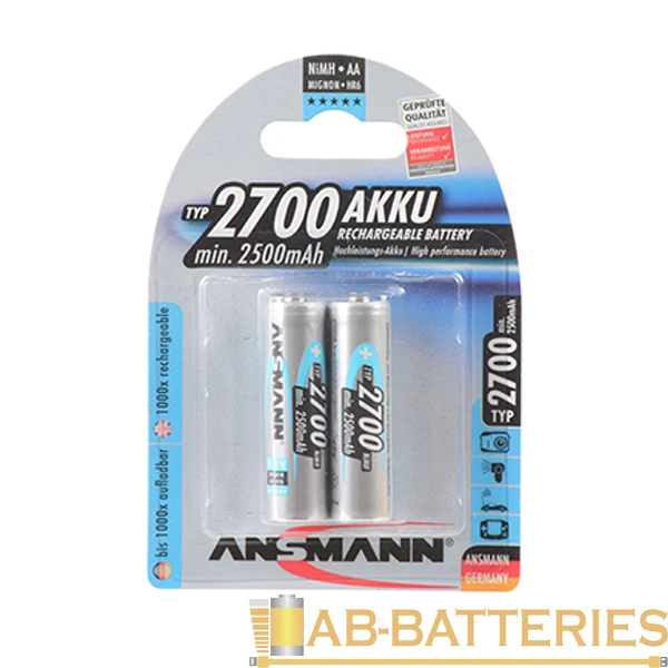 Аккумулятор бытовой Ansmann HR6 AA BL2 NI-MH 1.2V 2700mAh