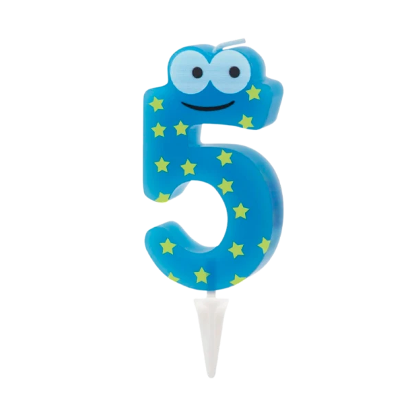 Свеча детская для торта, цифра 5, 1 шт. в упаковке, PATERRA (1/24)