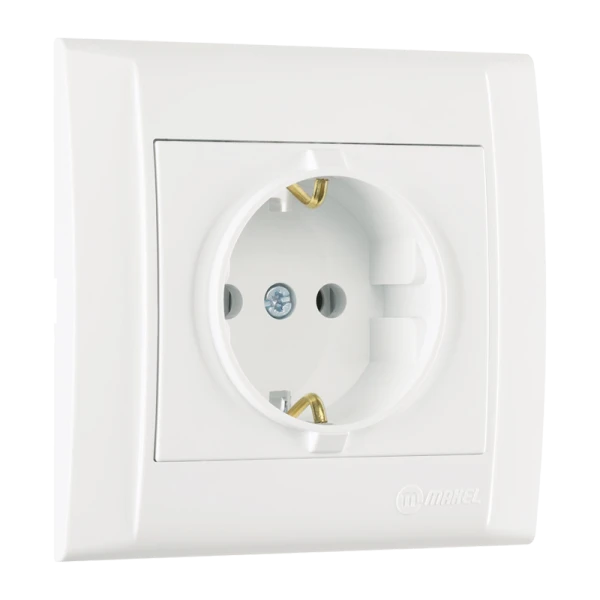 Розетка Makel Defne 1гн. 16A С/З пластик белый 42001028 (1/12)