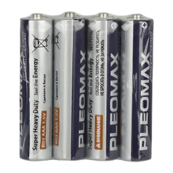 Батарейка Pleomax Super R03 AAA Shrink 4 Heavy Duty 1.5V (4/60/2400/57600)