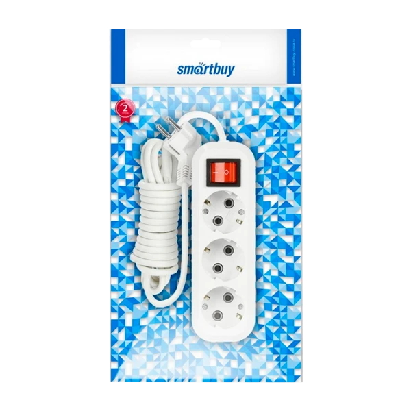 Удлинитель Smartbuy 3р.С/З 16A 1.5м с выкл. ПВС 3x1мм² белый (1/50)