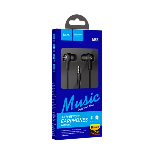 Наушники внутриканальные HOCO M66 с микр. черный (1/18/180)
