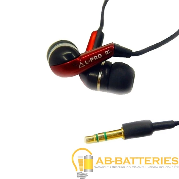 Наушники внутриканальные L-PRO AP-391MP черный красный (1/10/120)