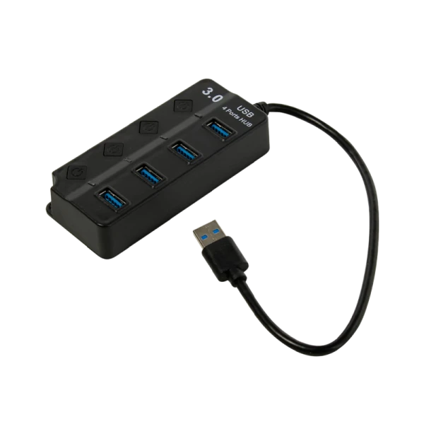 USB-Хаб Smartbuy 7324 4USB USB3.0 с выключателем черный (1/100)