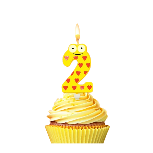 Свеча детская для торта, цифра 2, 1 шт. в упаковке, PATERRA (1/24)