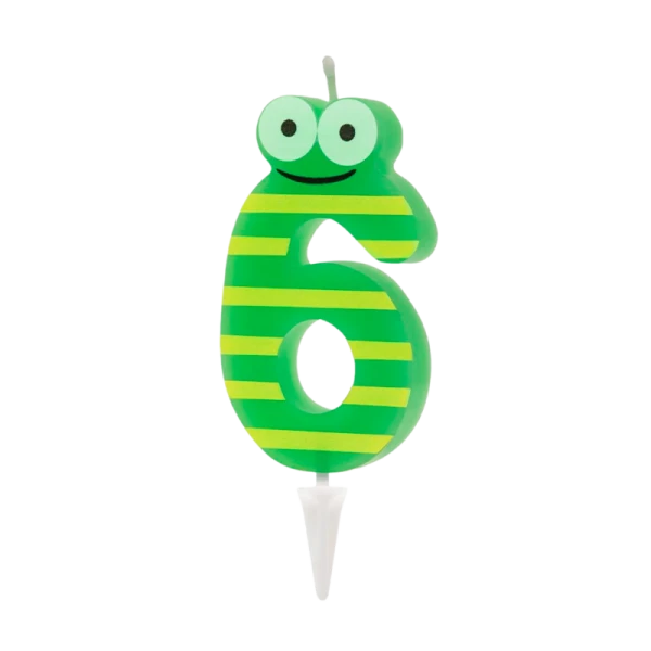 Свеча детская для торта, цифра 6, 1 шт. в упаковке, PATERRA (1/24)