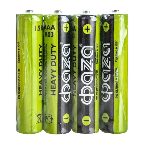 Батарейка Фаzа R03 AAA Shrink 4 Heavy Duty 1.5V (4/60/1200)