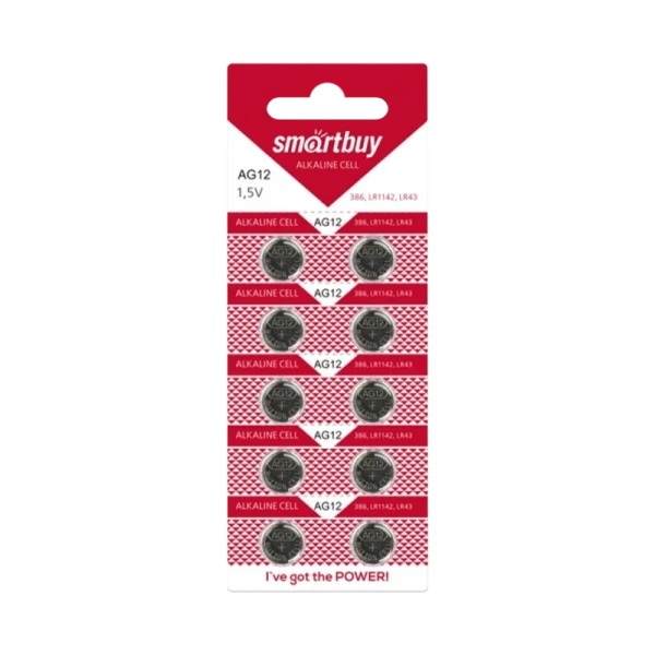 Батарейка Smartbuy G12/LR1142/LR43/386A/186 BL10 Alkaline 1.5V (10/200/2000)