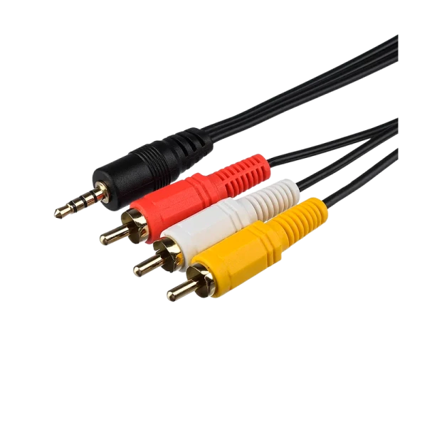 Кабель AUX GoPower Jack 3.5mm (m)-3xRCA (m) 1.0м ПВХ черный Premium Zip-Lock c подвесом (1/200)