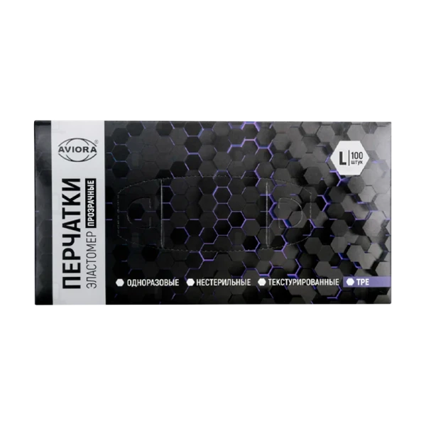 Перчатки Aviora универсальный размер эластомер одноразовые 100шт. в упаковке