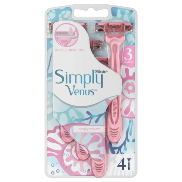 Бритва Gillette VENUS Simply 3 лезвия 4шт. розовый (1/12)