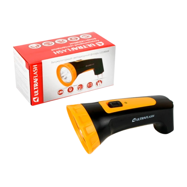Фонарь туристический Ultraflash LED3804M 0.32W 4LED от аккумулятора прямая подзарядка черный желтый