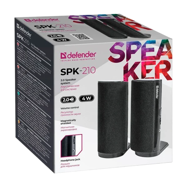 Колонки 2.0 Defender SPK-210 4W Jack 3.5mm черный (1/40)