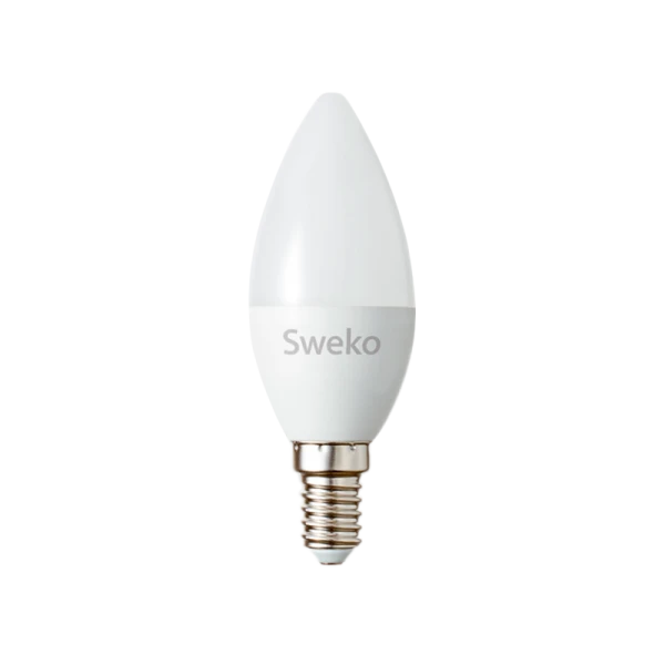 Лампа светодиодная Sweko C35 E14 5W 6500К 230V свеча (1/5/100)