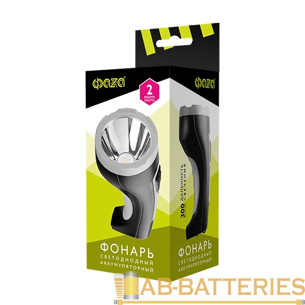 Фонарь туристический Фаzа AccuF2-L3W 3W SMD от аккумулятора прямая подзарядка черный (1/20)
