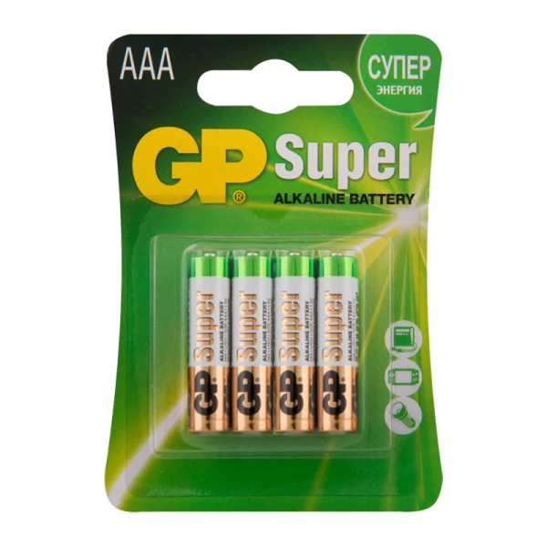 Батарейка GP Super LR03 AAA BL4 Alkaline 1.5V (4/40/160/320) R