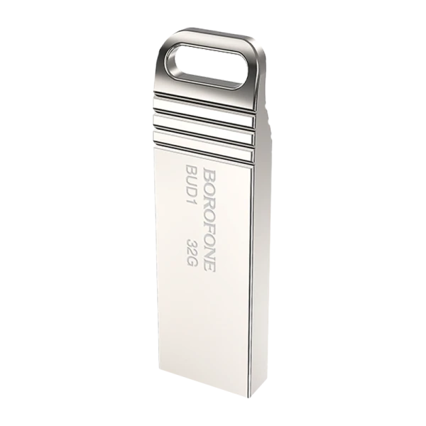 Флеш-накопитель Borofone Nimble BUD1 32GB USB2.0 металл серебряный (1/40/320)