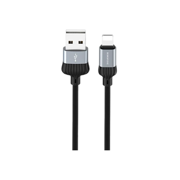 Кабель Borofone BX28 USB (m)-Lightning (m) 1.0м 2.4A ПВХ серый (1/360)