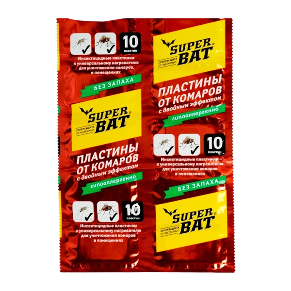Пластины от мух и комаров SuperBAT Красные двойного действия Миган 240 шт./кор