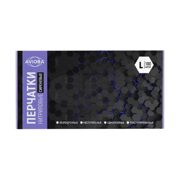 Перчатки Aviora L нитрил 100шт. сиреневый (1/10)