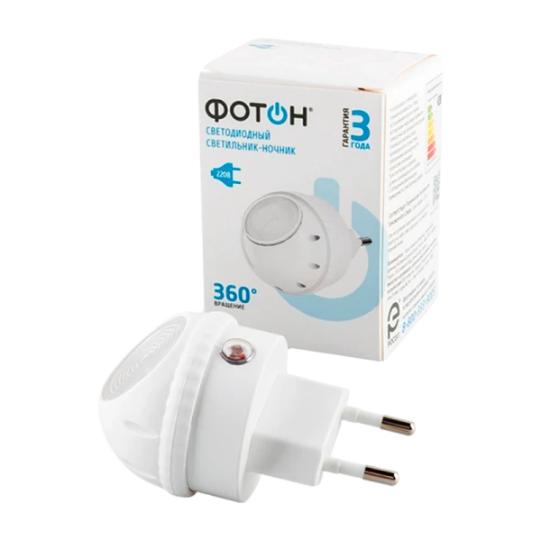 Ночник Фотон NM-360L 0.05W 220V 1 режим белый (1/10)