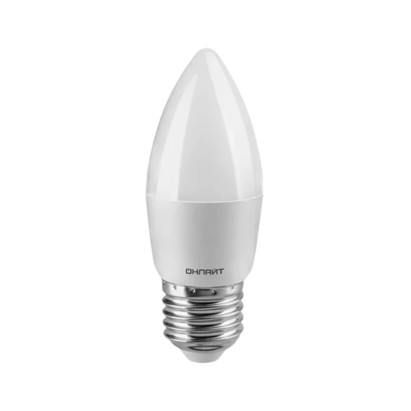 Лампа светодиодная ОНЛАЙТ Свеча 8W Е27 C37-8-230-4K-E27-FR холодный свет (1/10/100)