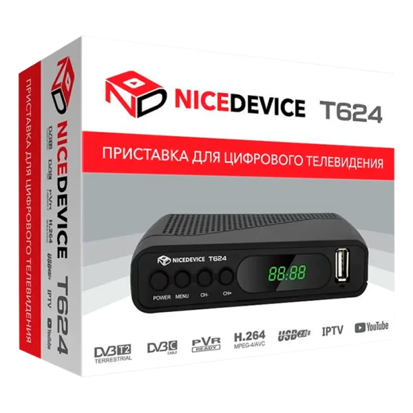 Приставка для цифрового ТВ Selenga T624 Nice Device DVB-T/T2/C черный