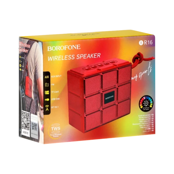 Портативная колонка Borofone BR16 bluetooth 5.1 microSD красный (1/80)
