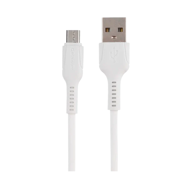Кабель GoPower GP21M USB (m)-microUSB (m) 1.0м 2.4A силикон белый (1/200/800)