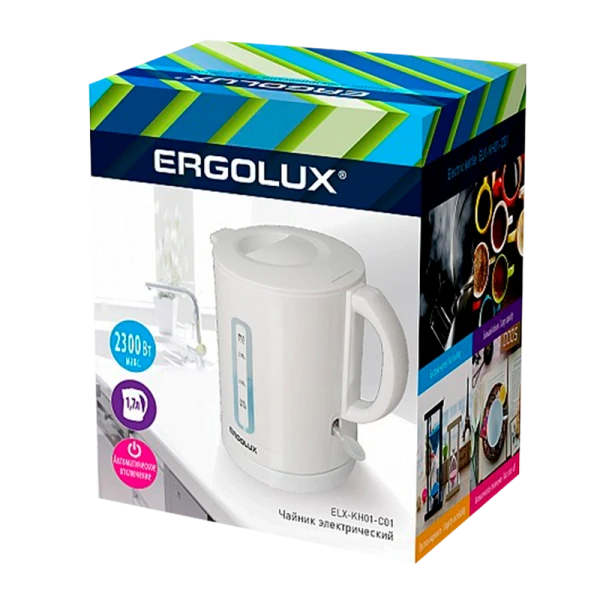 Электрочайник Ergolux ELX-KH01-C01 1500-2300W 1.7л белый (1/12)