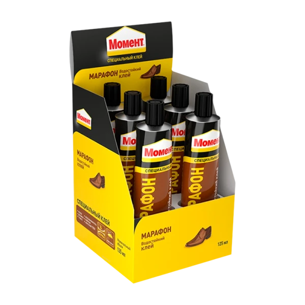 Клей Момент МАРАФОН обувной 125мл BOX6 шоу-бокс (6/48)