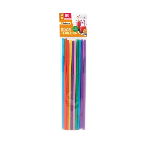 Трубочки для коктейлей Paterra ФАНТАЗИЯ&nbsp;&nbsp;d=5 мм х 210 мм цветные (1/72)