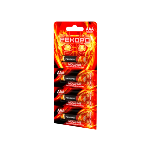 Батарейка Рекорд LR03 AAA BL4 Alkaline 1.5V отрывные (4/48/480)